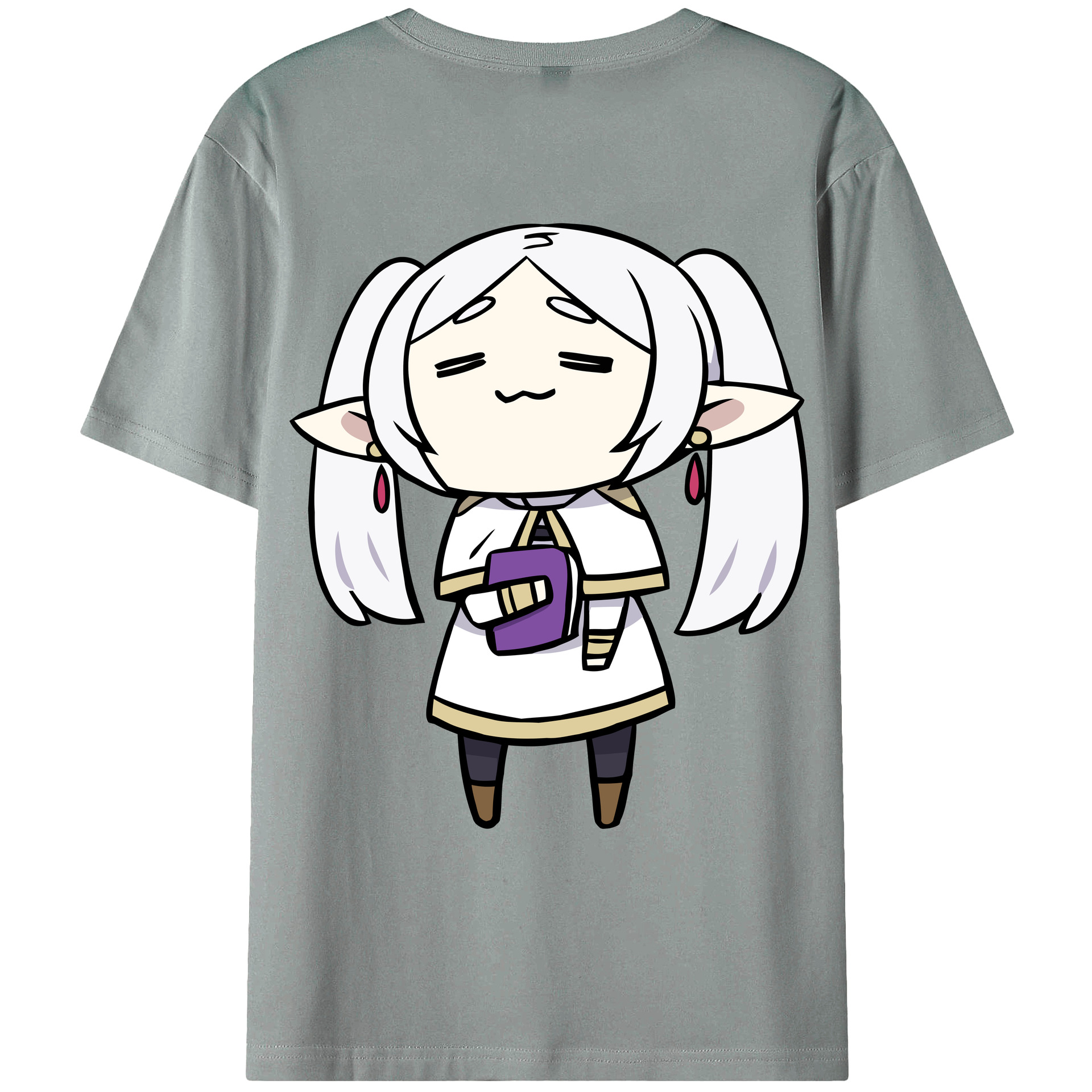（画像用） 葬送のフリーレン Frieren 綿100％ メンズ半袖Tシャツ（バックプリント） 通気性